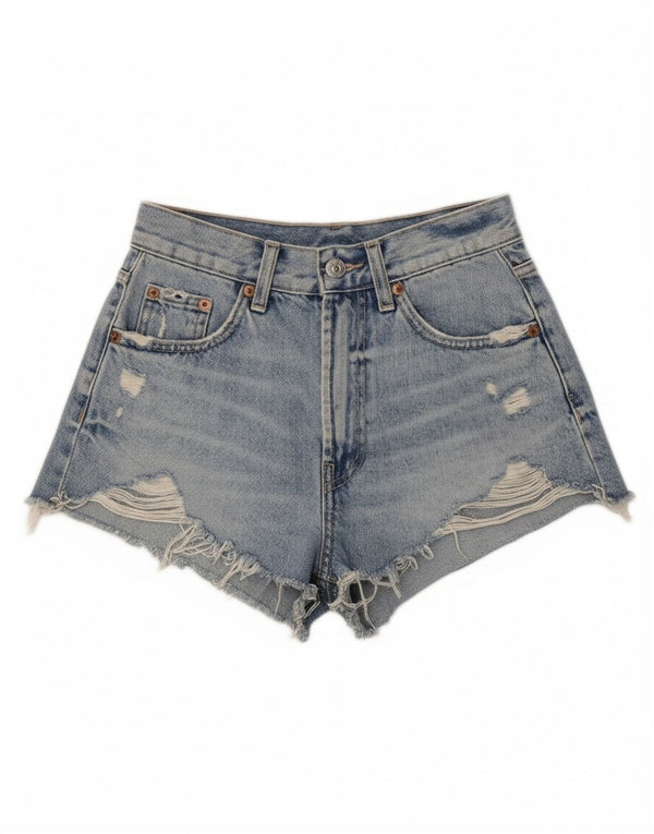 Damskie spodenki jeansowe Zara z wysokim stanem, EU 32 2XS W22, niebieska bawełna