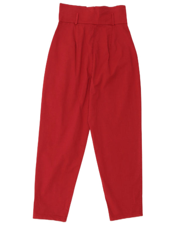 Vintage damskie zwężane spodnie typu casual z wysokim stanem, małe W26 L25 bordowe