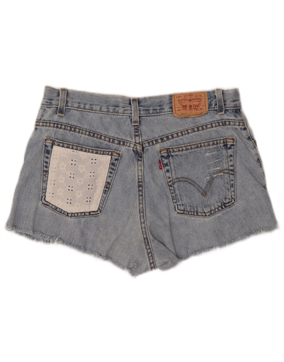 Damskie spodenki jeansowe LEVI'S 550 w trudnej sytuacji US 12, duże W30, niebieskie