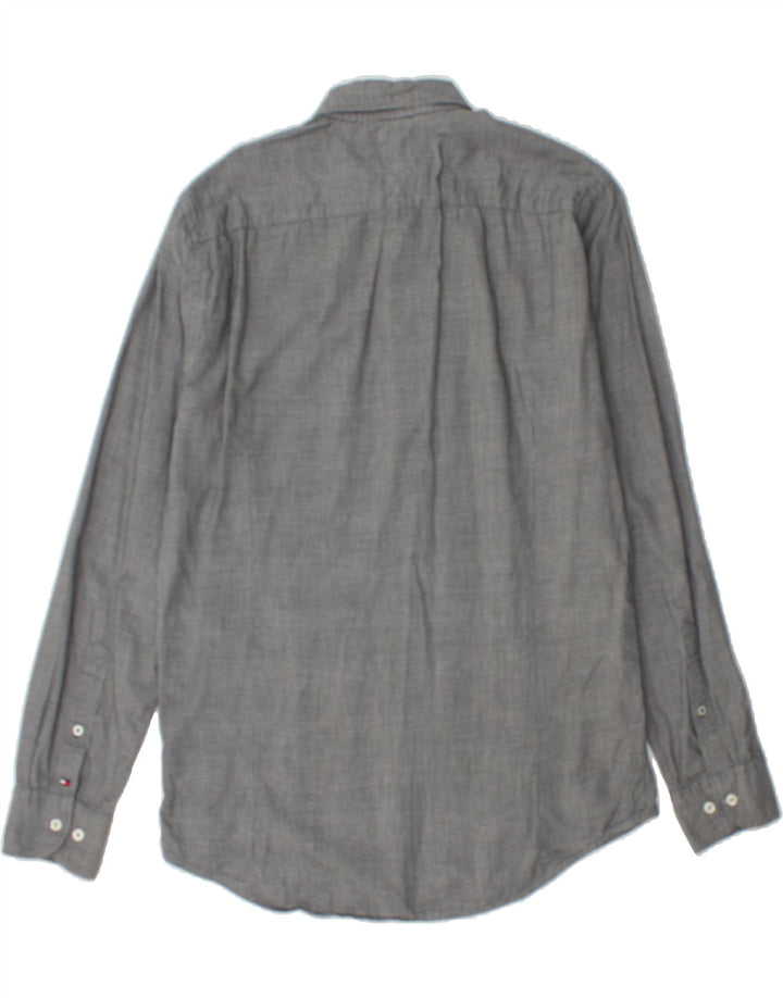 TOMMY HILFIGER Mens New York Fit Shirt Medium Grey Houndstooth Cotton Vintage Tommy Hilfiger and Second-Hand Tommy Hilfiger from Messina Hembry 