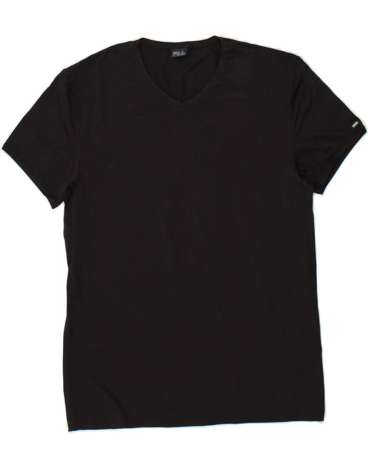 FILA Womens T-Shirt Top UK 14 Medium Black Polyamide Vintage Fila and Second-Hand Fila from Messina Hembry 