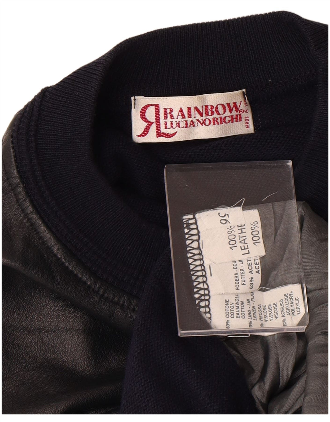 Tęczowy męski sweter z okrągłym dekoltem IT 56 2XL Granatowa, geometryczna bawełna