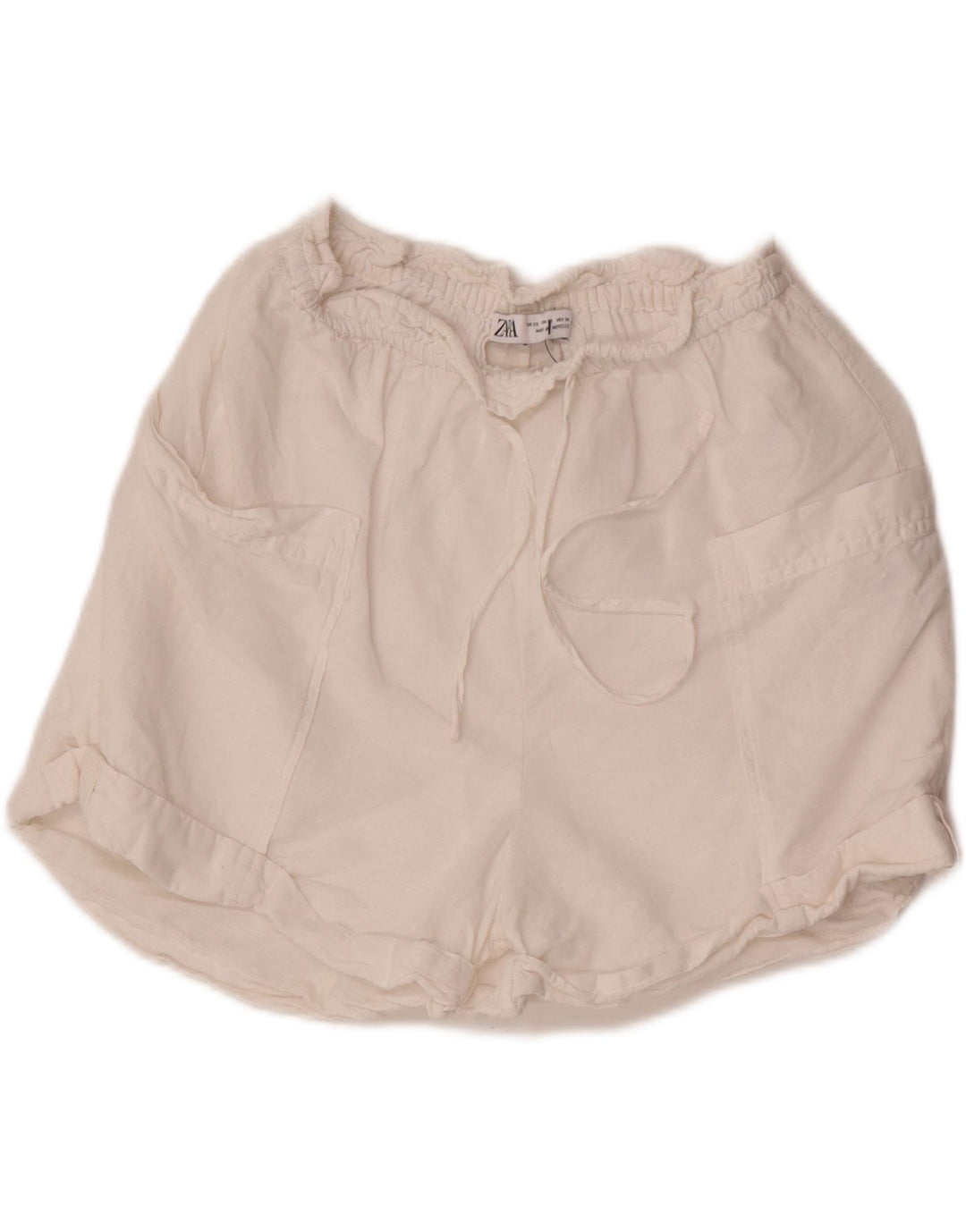Damskie spodenki codzienne Zara XS W24 z białego lnu
