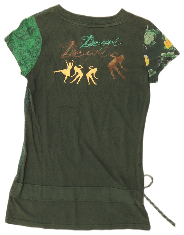 Damska koszulka graficzna Desigual Top UK 12 Medium Green