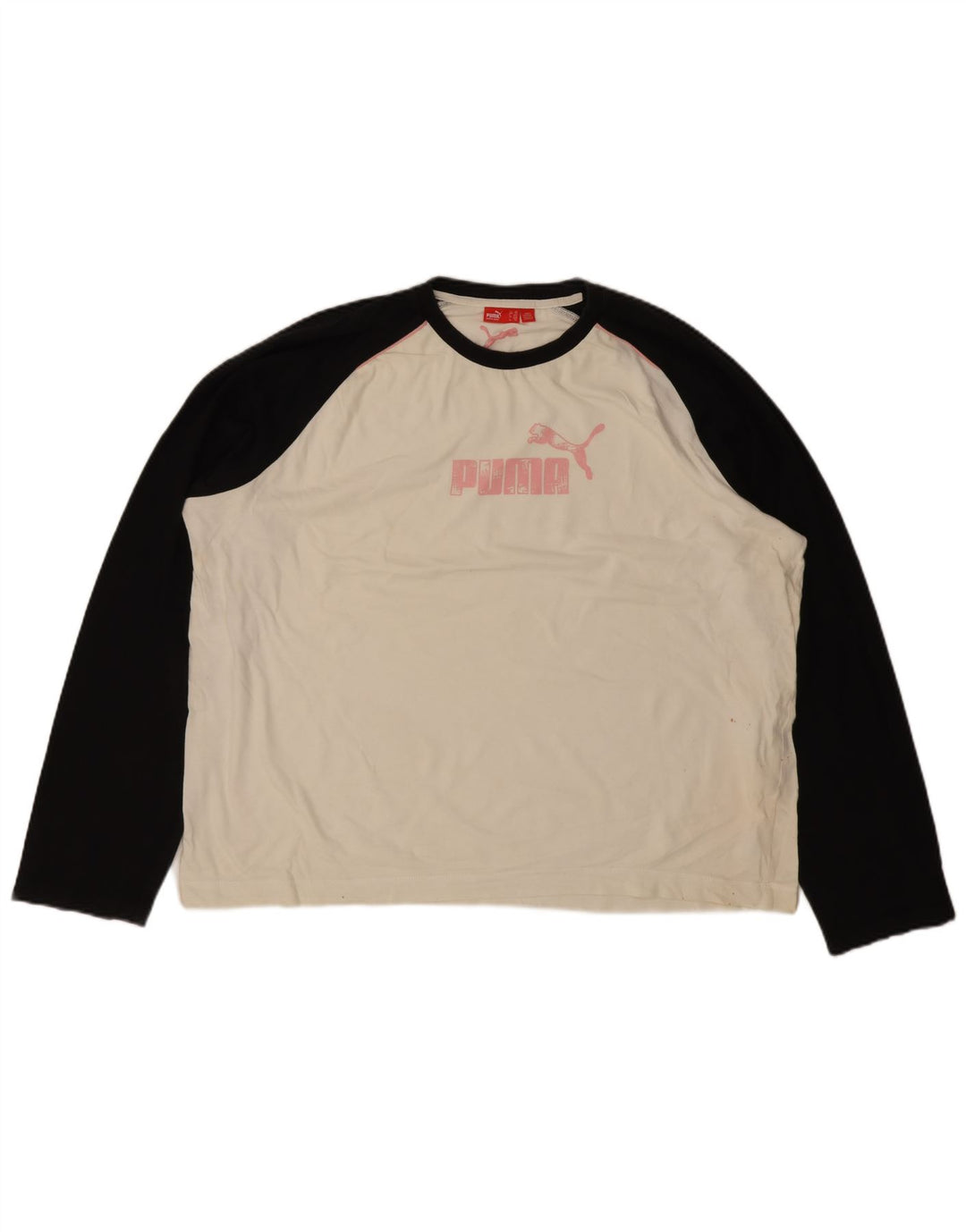 Męska koszulka Puma z grafiką, długim rękawem 2XL, biała, bawełniana z blokami kolorów