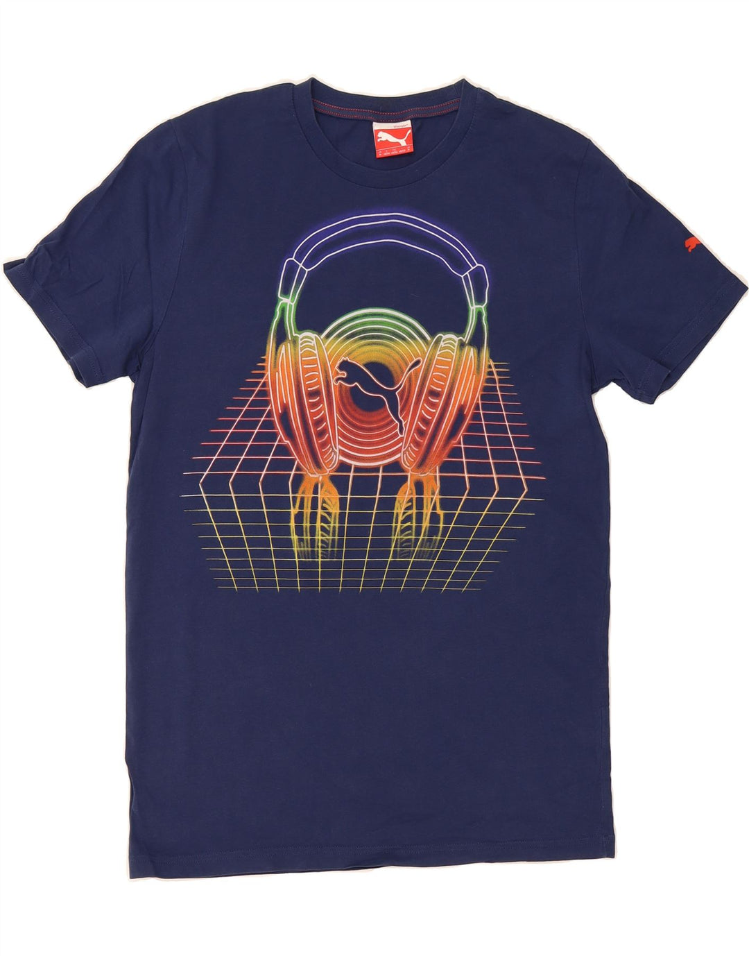 PUMA Mens Graphic T-Shirt Top Medium Navy Blue Vintage Puma and Second-Hand Puma from Messina Hembry 