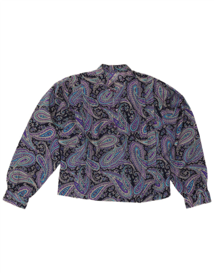 Bluzka damska VINTAGE Top UK 12 Średni Fioletowy Paisley