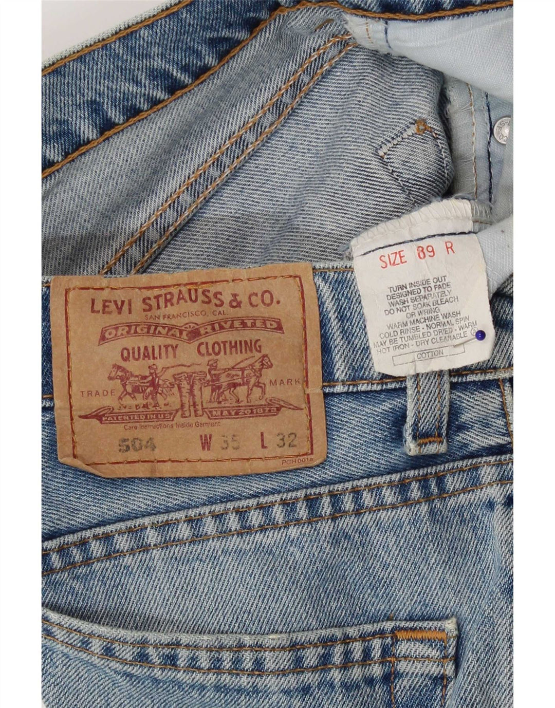 Męskie jeansy Levi's 504 Straight W35 L32 Niebieskie bawełniane