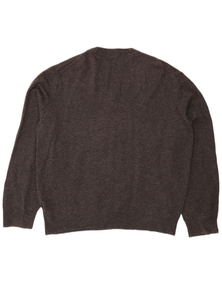 Męski sweter z dekoltem w kształcie litery V, Lyle & Scott, 2XL, szara, nowa wełna