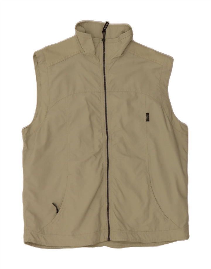 VINTAGE Mens Sleeveless Tracksuit Top Jacket Large Beige Polyamide Vintage Vintage and Second-Hand Vintage from Messina Hembry 