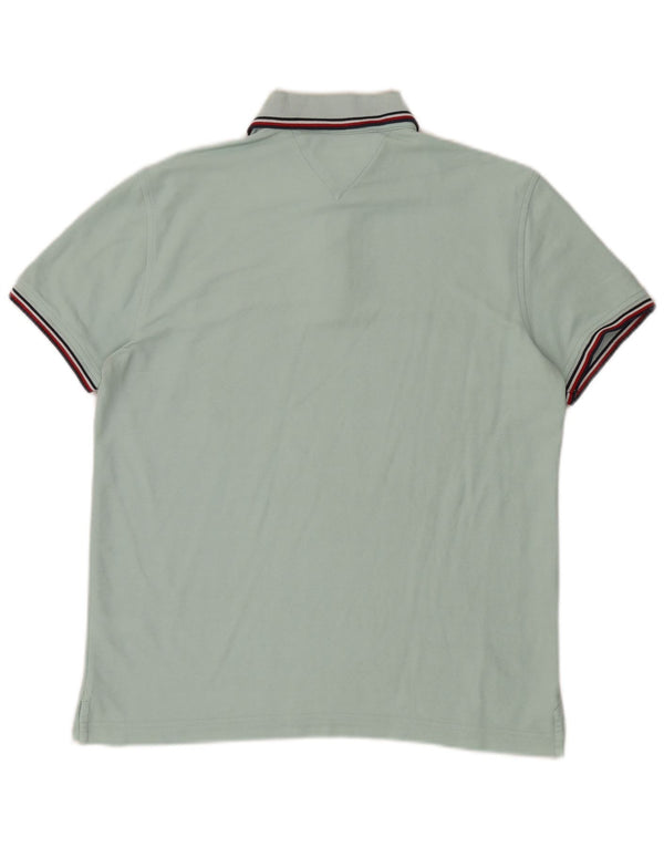 Męska koszulka polo Tommy Hilfiger o regularnym kroju, średnia turkusowa bawełna