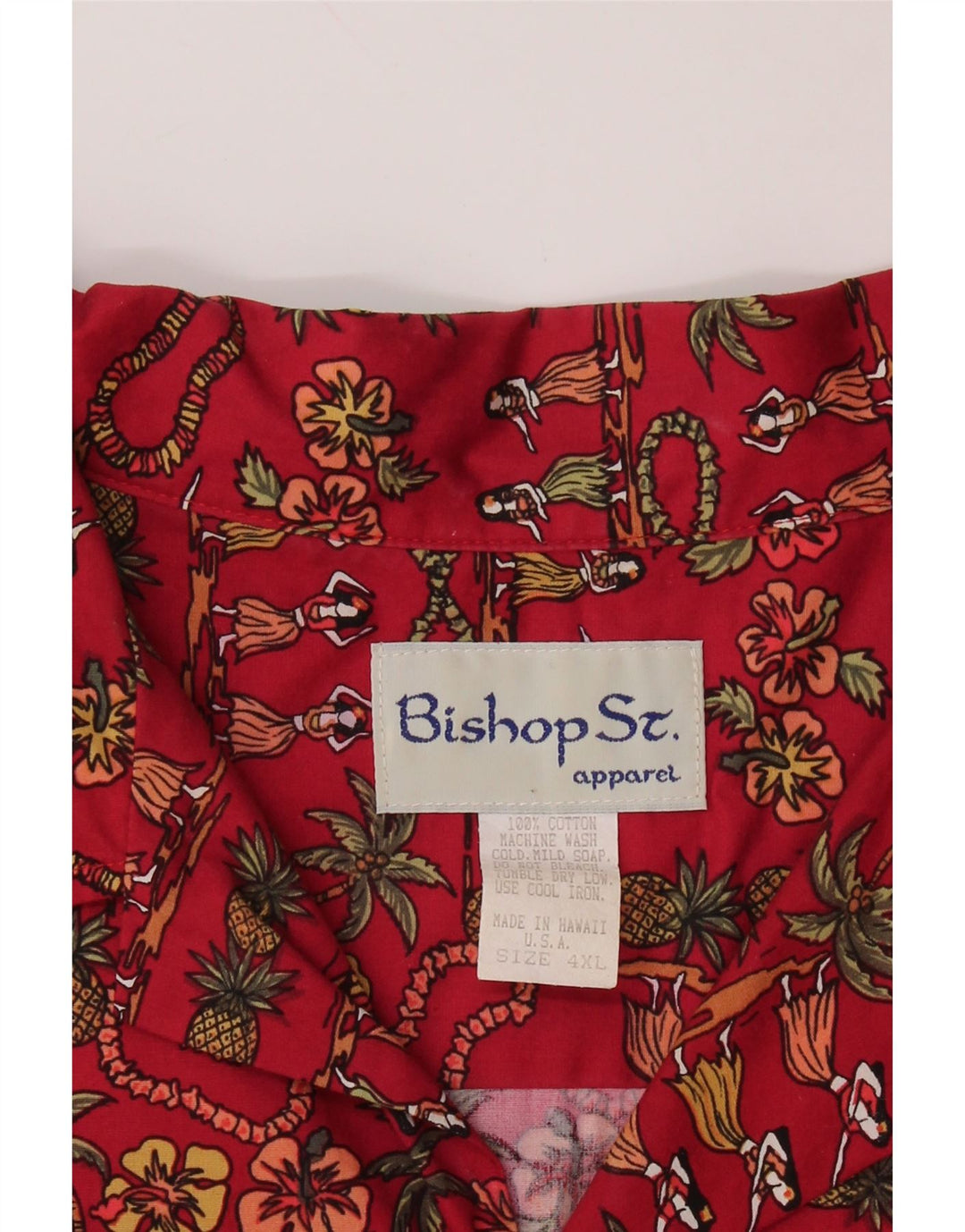 Koszula męska z krótkim rękawem Bishop St. Apparel 4XL, czerwona, bawełniana w kwiaty