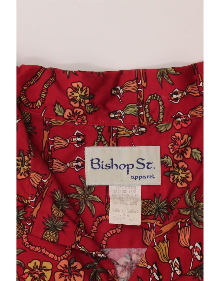 Koszula męska z krótkim rękawem Bishop St. Apparel 4XL, czerwona, bawełniana w kwiaty
