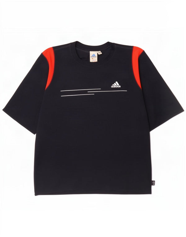 Adidas Męska koszulka Climalite Top XL Granatowy poliester z blokami kolorów