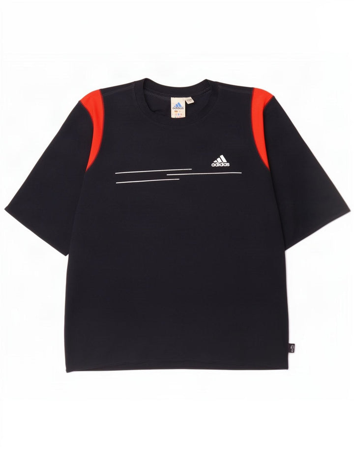 Adidas Męska koszulka Climalite Top XL Granatowy poliester z blokami kolorów