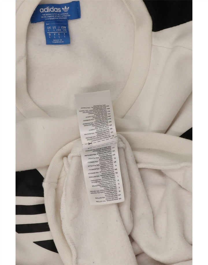 Męska bluza Adidas z grafiką, duża, biała, z blokami kolorów, bawełniana