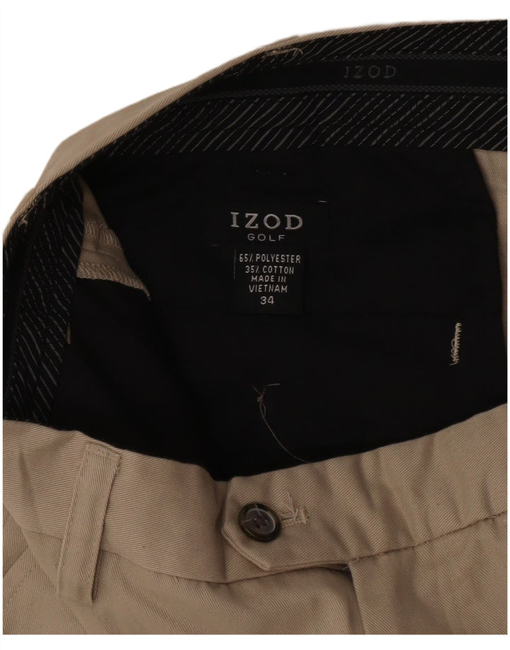 Męskie spodenki golfowe Izod W34, duże, beżowe, poliestrowe