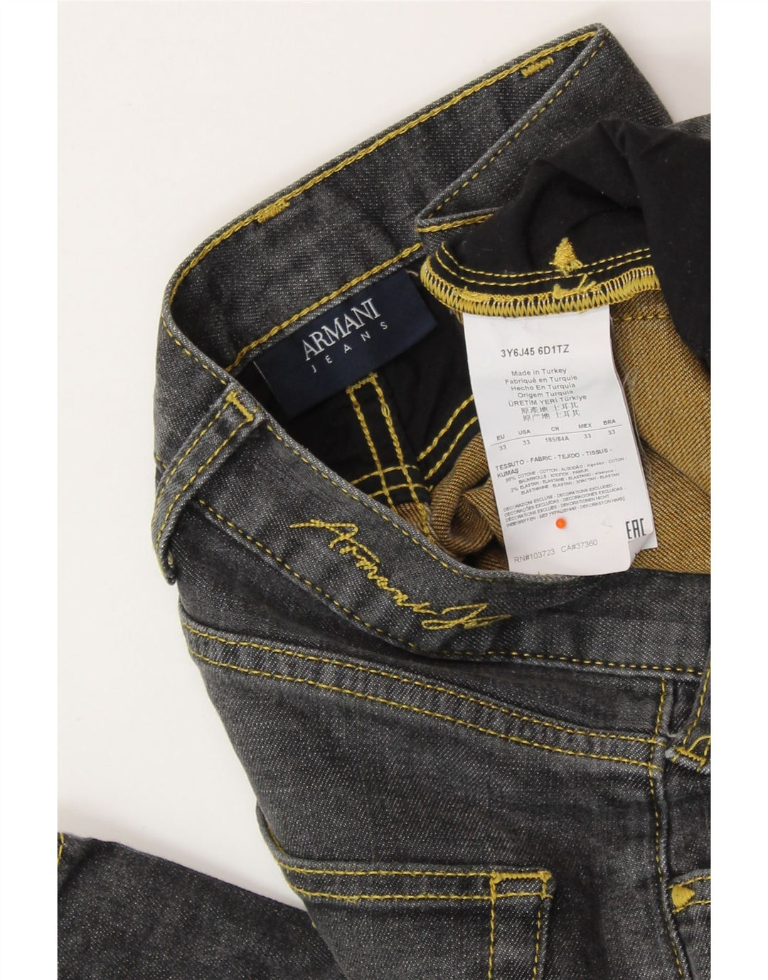 ARMANI Męskie proste dżinsy W33 L32 Szara bawełna