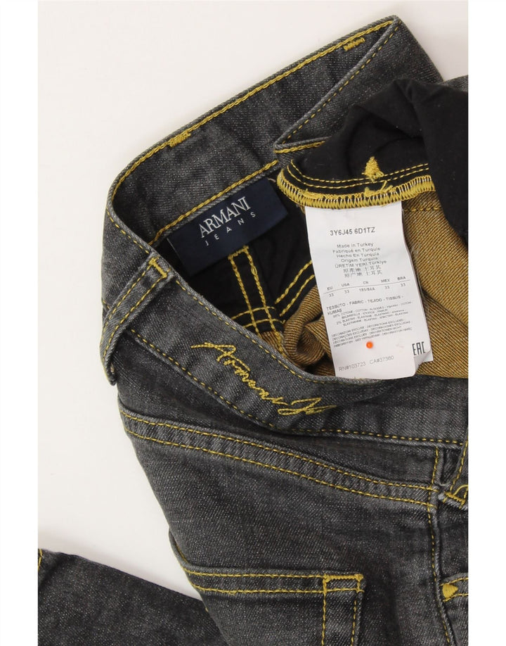 ARMANI Męskie proste dżinsy W33 L32 Szara bawełna