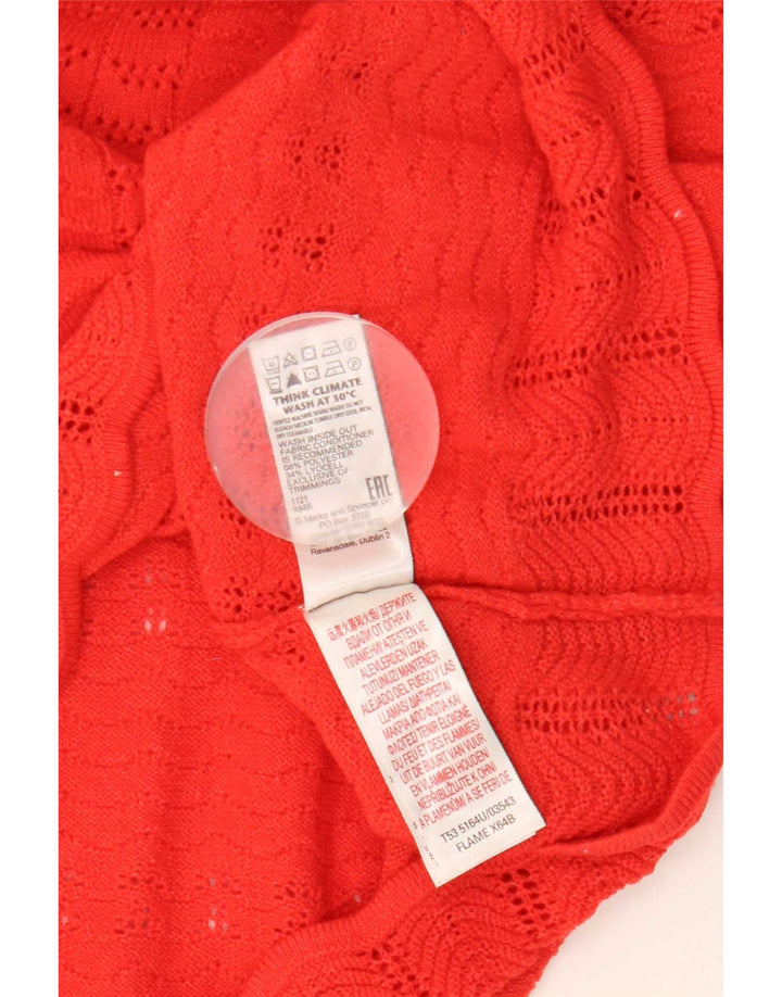 Marks & Spencer Damski sweter z dekoltem w kształcie litery V, UK 14, średni czerwony poliester