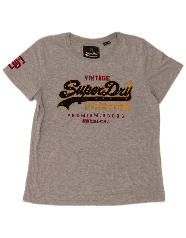 Damska koszulka z grafiką Superdry Top UK 14, duża, szara