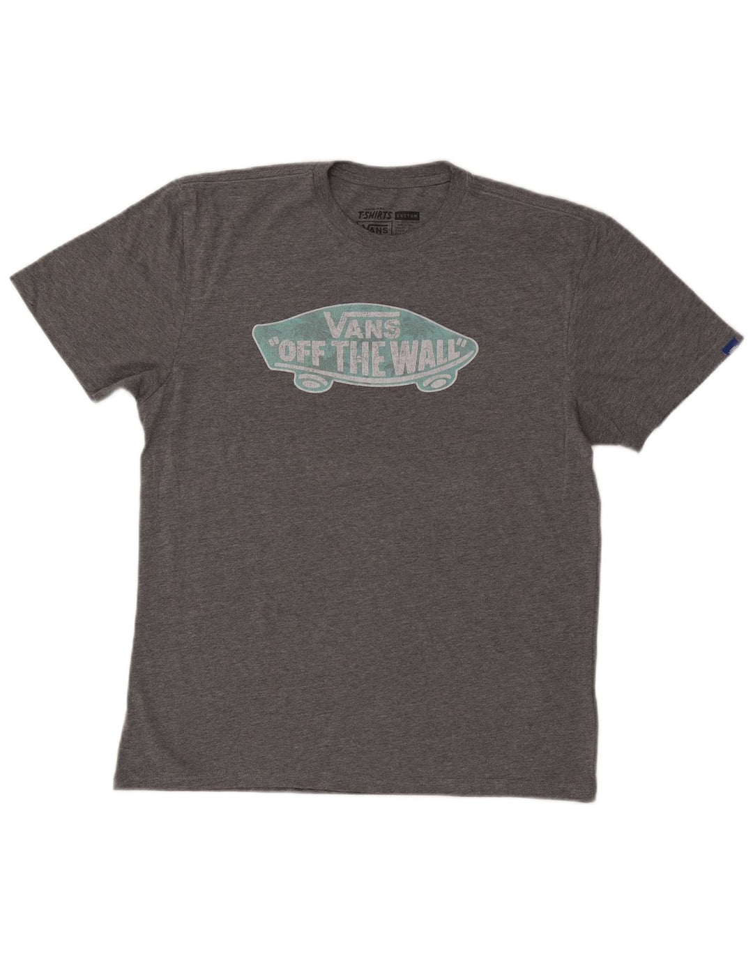 Męski T-shirt Vans Custom Fit z grafiką, duży, szary, bawełniany