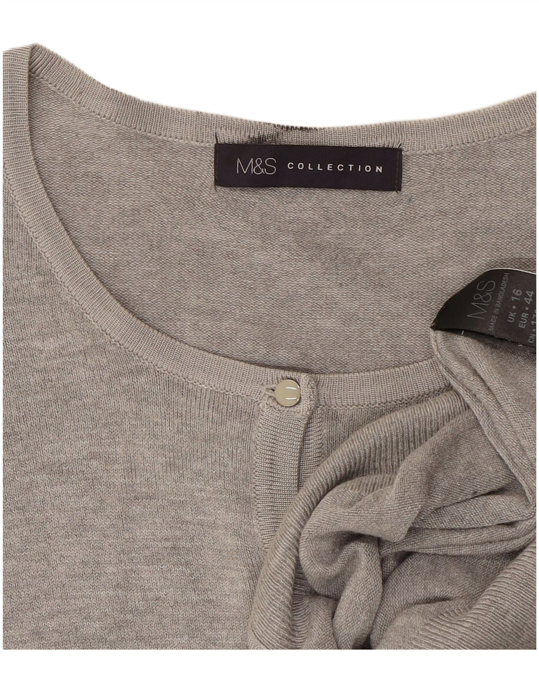 Marks & Spencer Damski sweter rozpinany UK 16, duży, szary, nakrapiany wiskoza