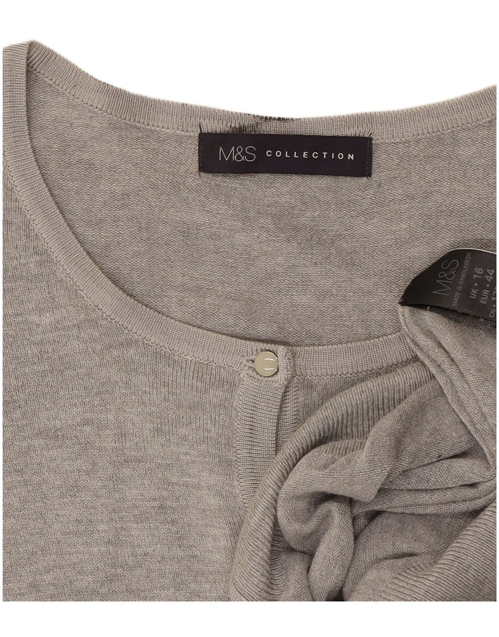 Marks & Spencer Damski sweter rozpinany UK 16, duży, szary, nakrapiany wiskoza
