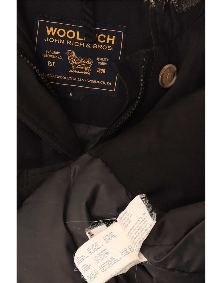 Damska ocieplana kurtka z kapturem Woolrich UK 10, mała, czarna bawełna