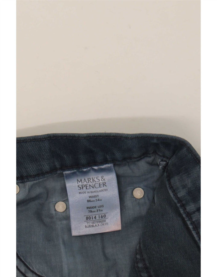 Marks & Spencer Męskie niebieskie dżinsy Harbor Straight W34 L31 Granatowe, bawełniane