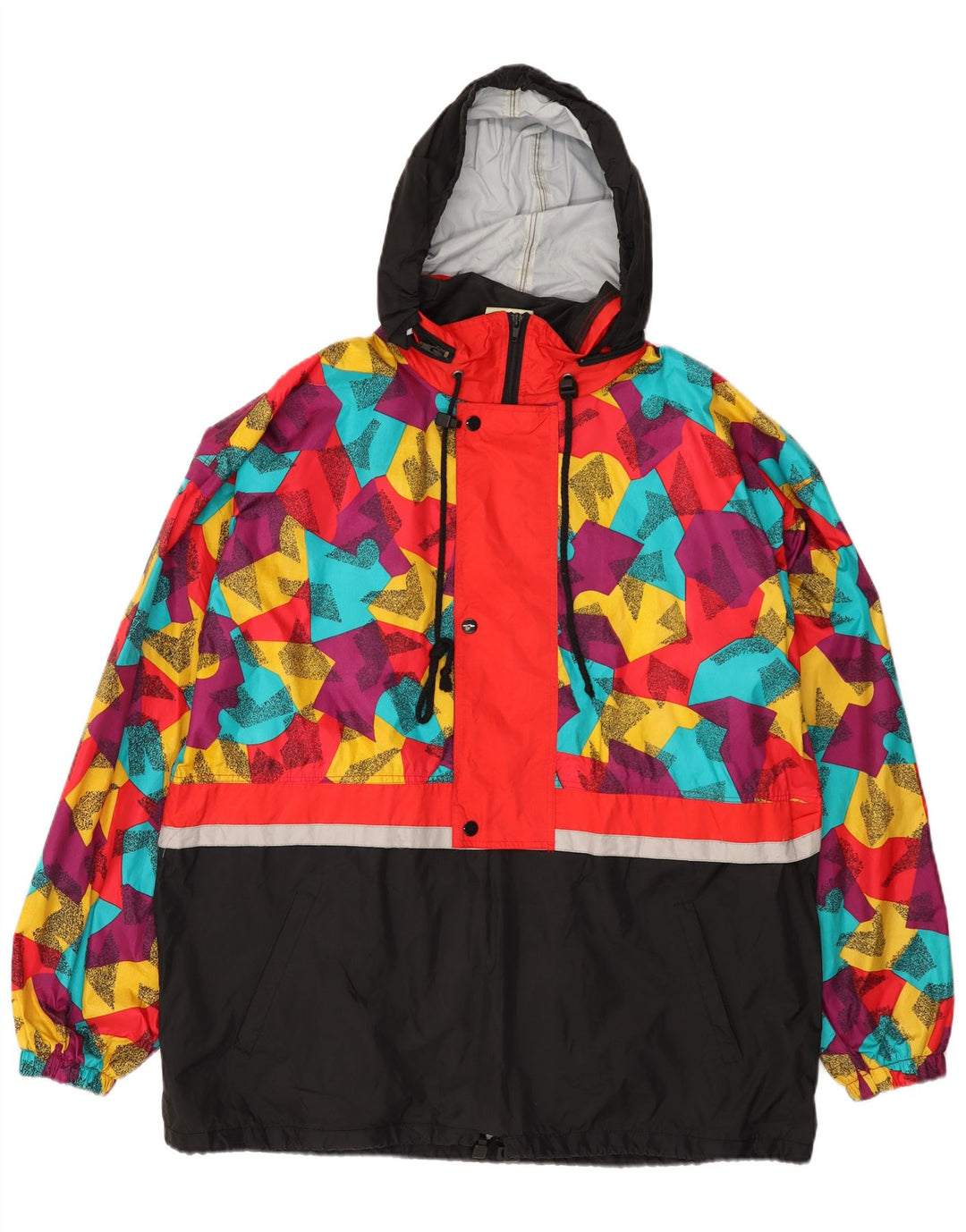 MARCEL CLAIR Męska kurtka przeciwdeszczowa z kapturem i luźnym krojem UK 38, średnia czarna