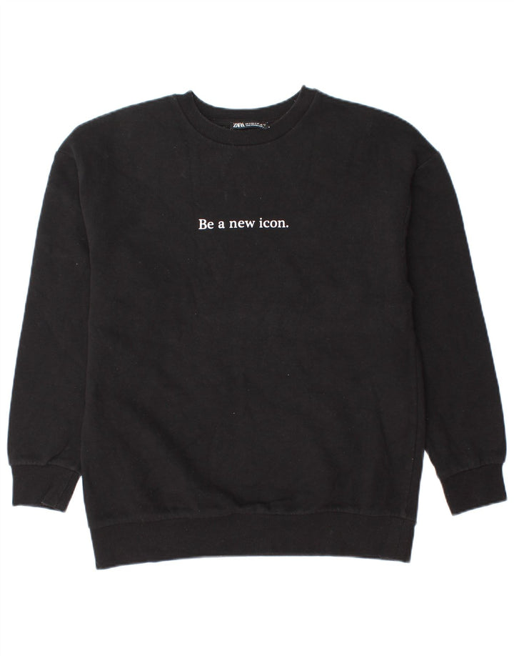 Męska bluza z grafiką Zara, mała, czarna, bawełniana