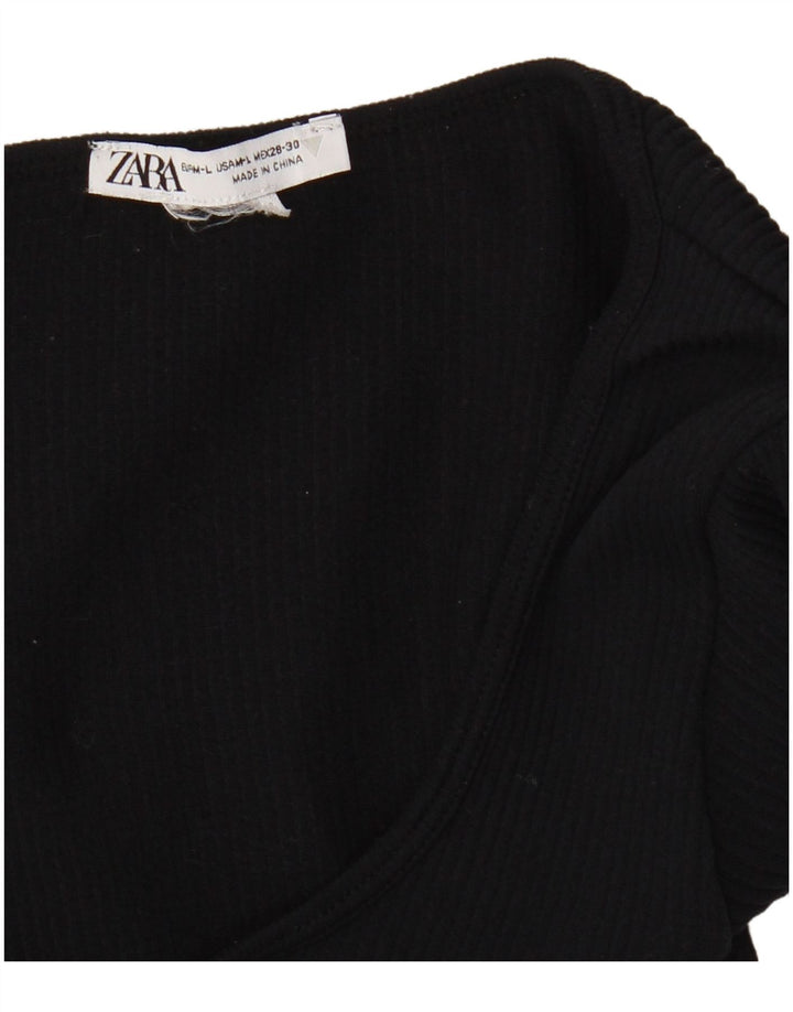 Damski krótki top z długim rękawem Zara UK 16, duży, granatowy