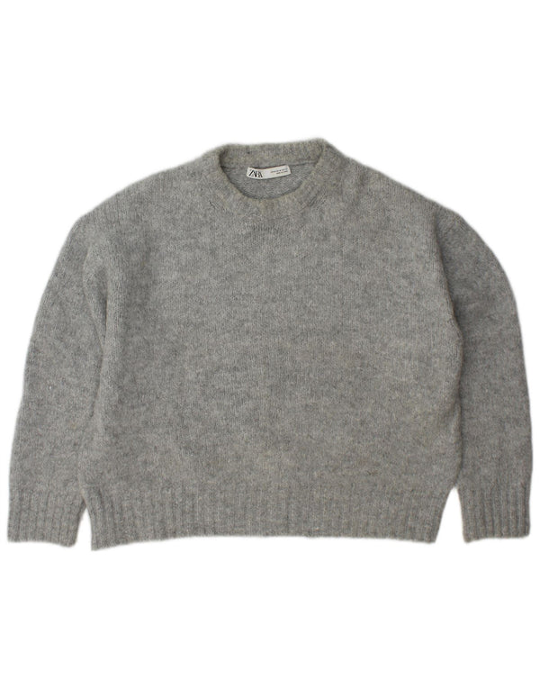 Damski sweter oversize z wycięciem pod szyją Zara UK 14 Średni szary akryl