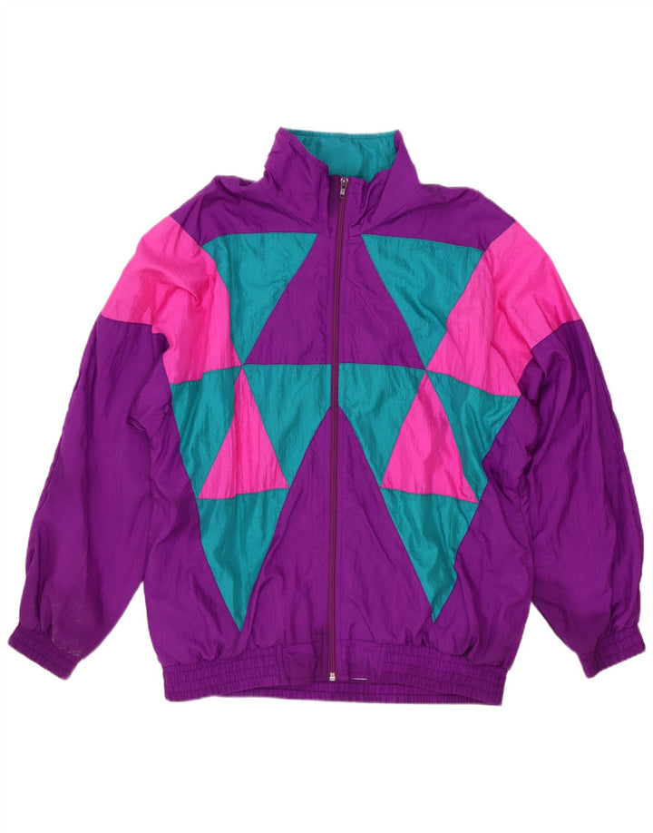 Damska bluza dresowa oversize Sunterra UK 10, mała, fioletowa, geometryczna