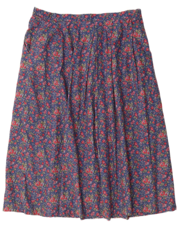 Rozkloszowana spódnica damska z kolekcji Country UK 18 XL W34 Niebieska bawełniana w kwiaty