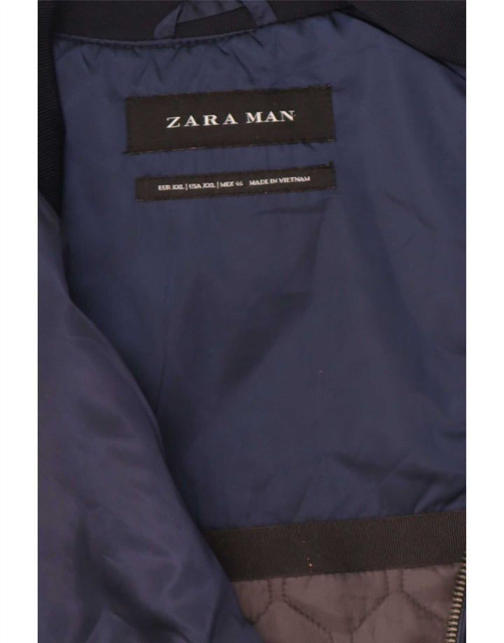 Męska kurtka bomberka Zara UK 44 2XL Granatowy poliester z blokami kolorów