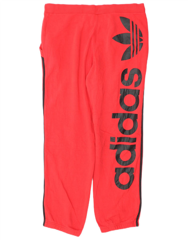 Męskie spodnie dresowe Adidas z grafiką, średnio czerwone, bawełniane