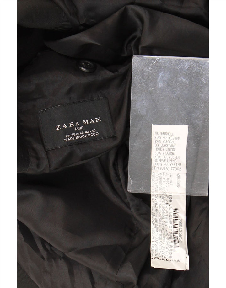 Męska marynarka ZARA zapinana na 2 guziki EU 50, średni czarny poliester