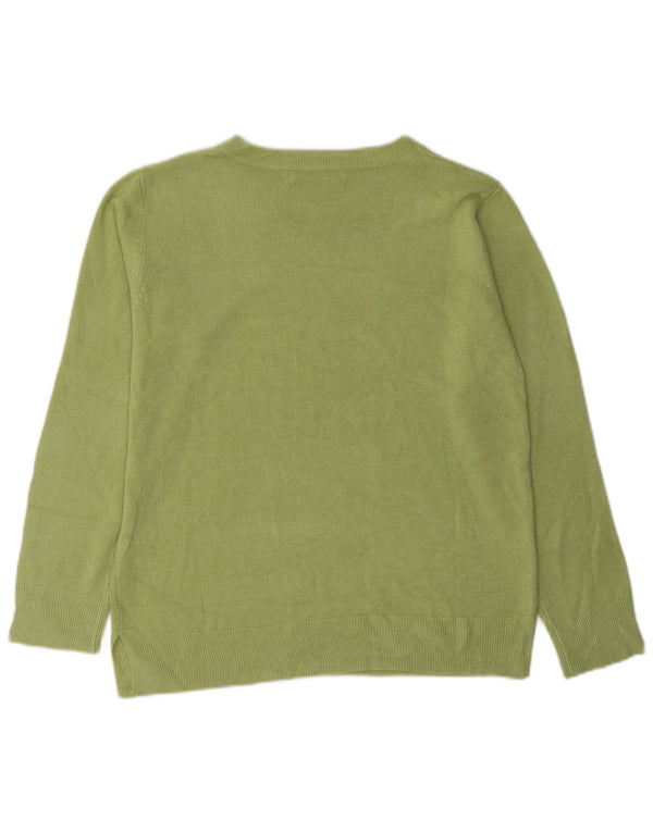 Marks & Spencer Damski sweter z dekoltem w łódkę, UK 12, średni zielony akryl
