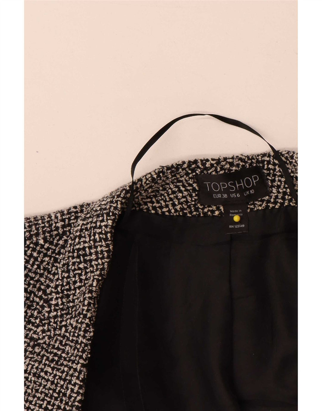 Damska marynarka Topshop Open Blazer UK 10 w małą czarną kratkę, bawełniana