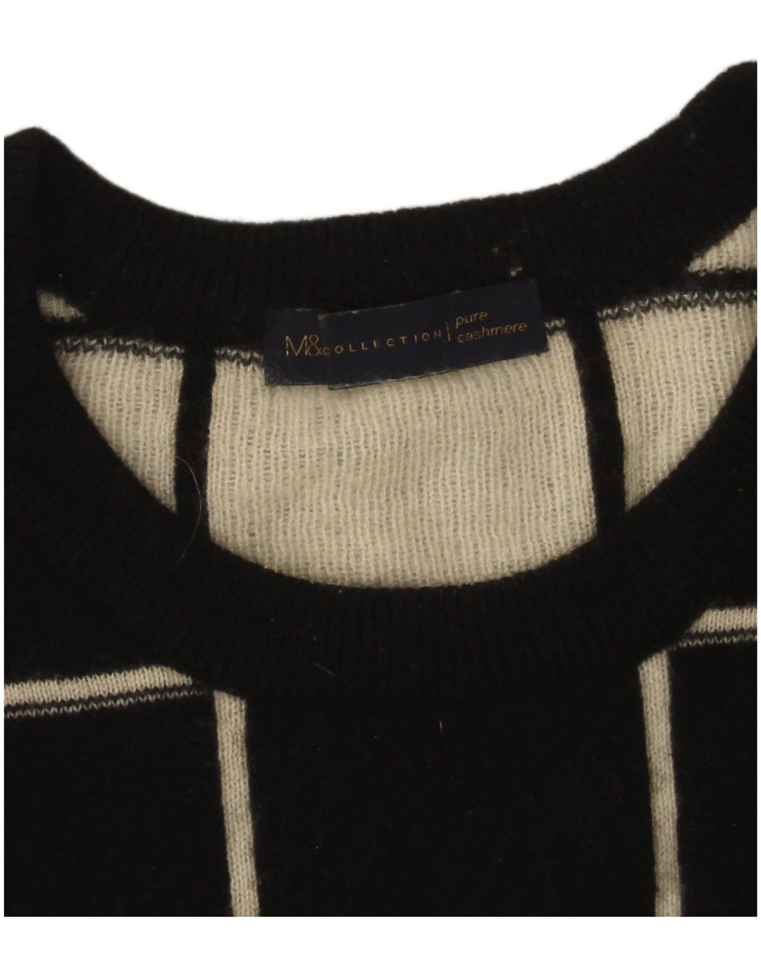 Marks & Spencer Damski sweter z dekoltem w łódkę, UK 14, duża czarna krata