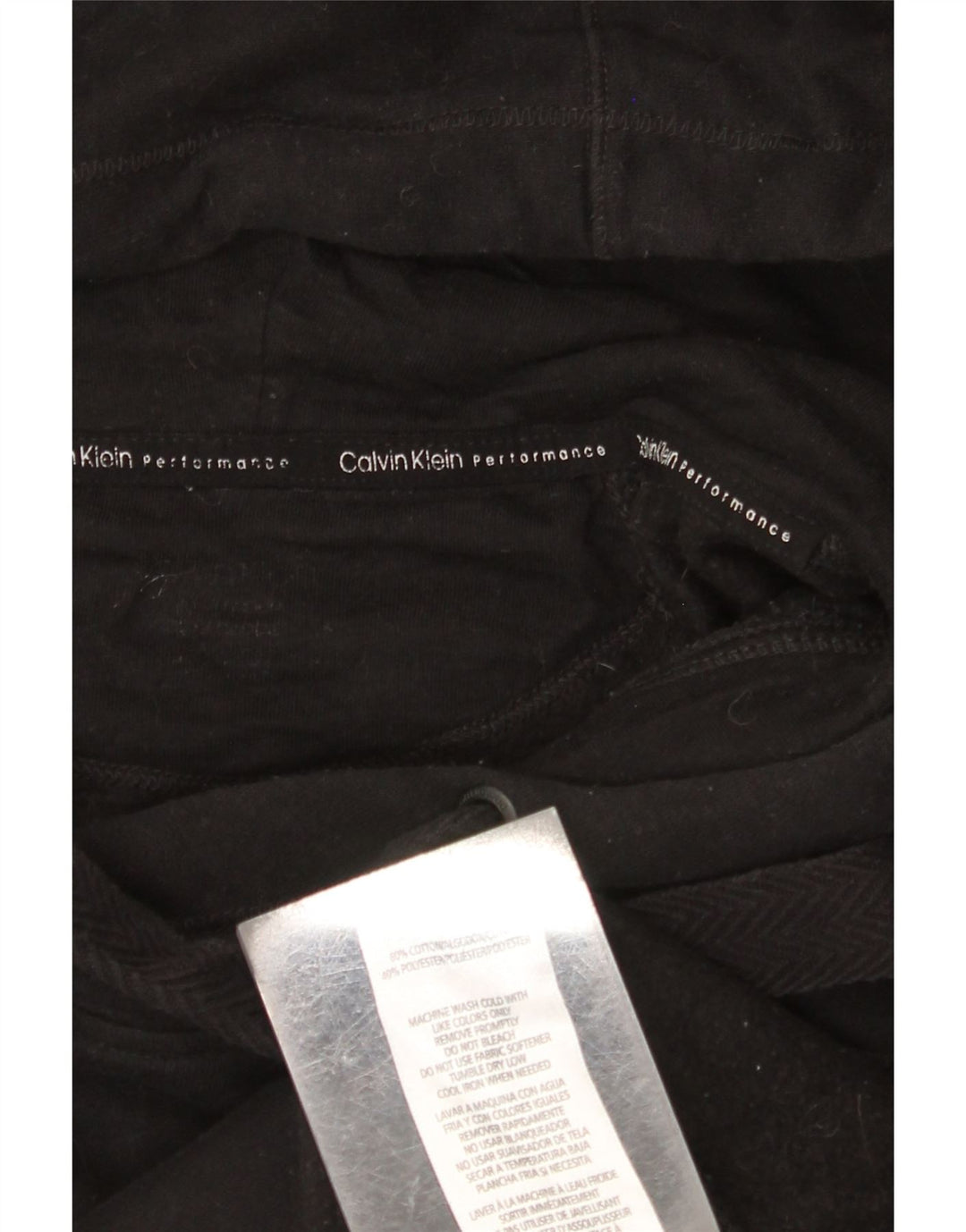 CALVIN KLEIN Damski sweter oversize z kapturem i grafiką, UK 18 XL, czarny, bawełniany