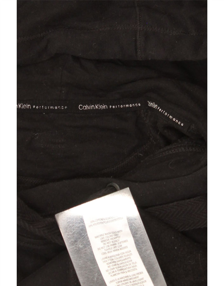 CALVIN KLEIN Damski sweter oversize z kapturem i grafiką, UK 18 XL, czarny, bawełniany