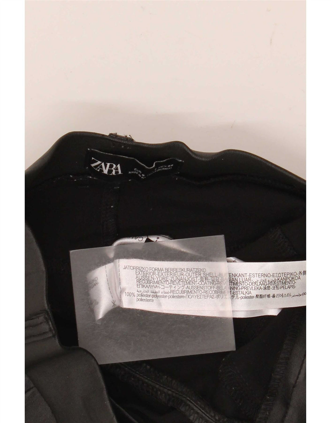 Damskie legginsy ze sztucznej skóry Zara, małe W26 L30, czarne, poliestrowe
