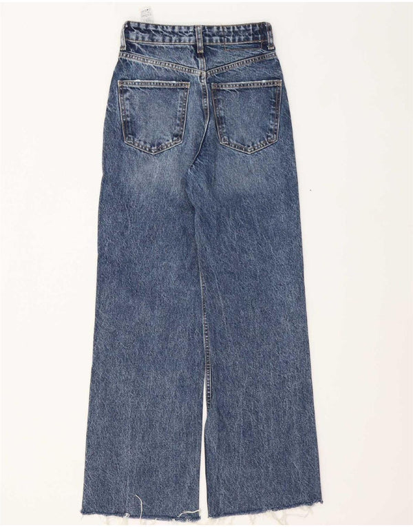 Damskie jeansy z szeroką nogawką Zara EU 34 2XS W24 L29 Niebieskie bawełniane
