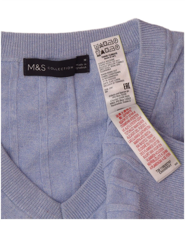 Sweter damski Marks & Spencer z dekoltem w kształcie litery V, UK 14, średni niebieski, wiskoza
