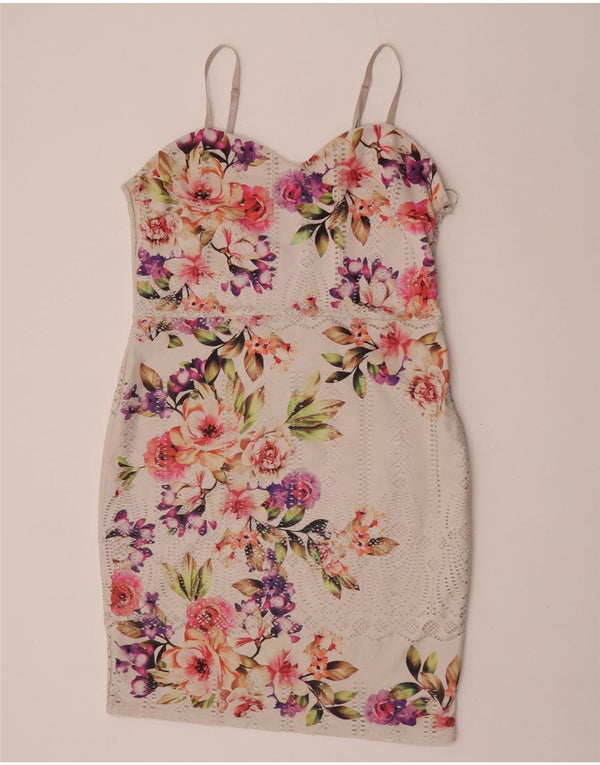 Damska obcisła sukienka bez rękawów Lipsy UK 18 XL Biały kwiatowy poliester