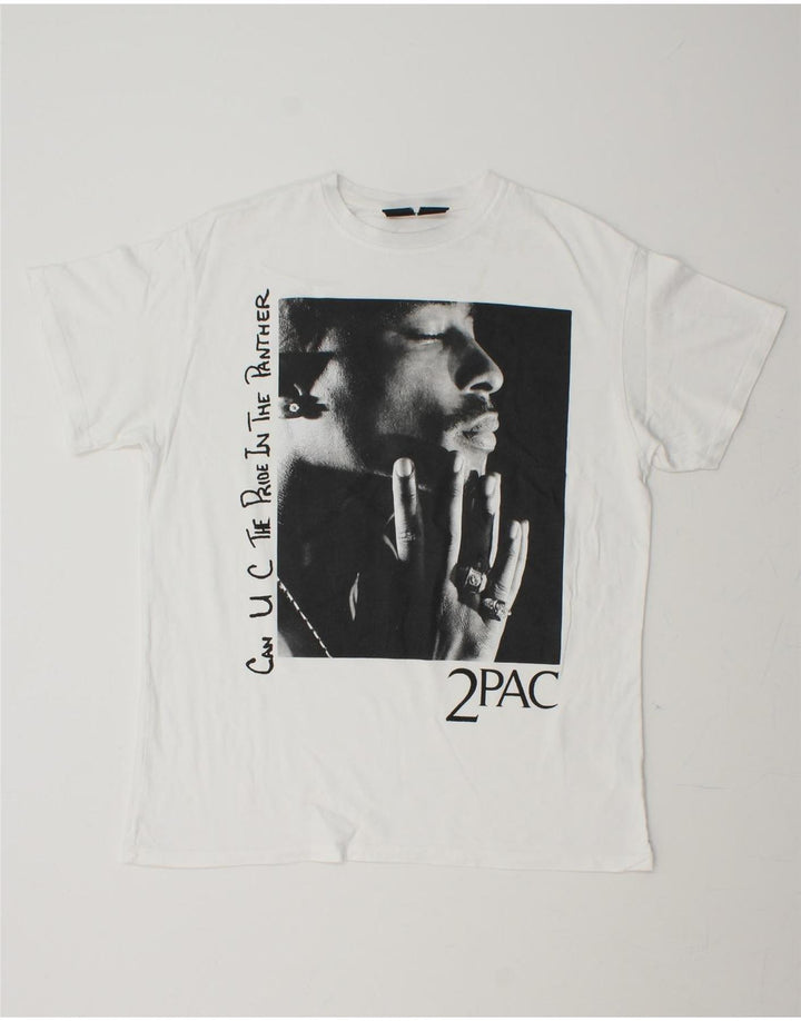 BERSHKA Mens Oversized Graphic T-Shirt Top XS White Cotton Vintage Bershka and Second-Hand Bershka from Messina Hembry 
