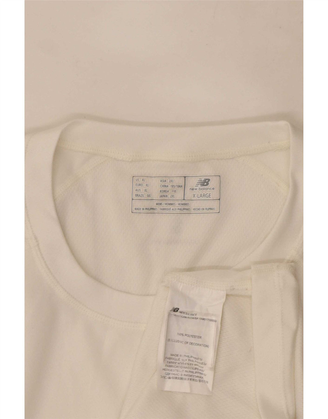 T-shirt męski New Balance, top XL, biały, poliester z blokami kolorów